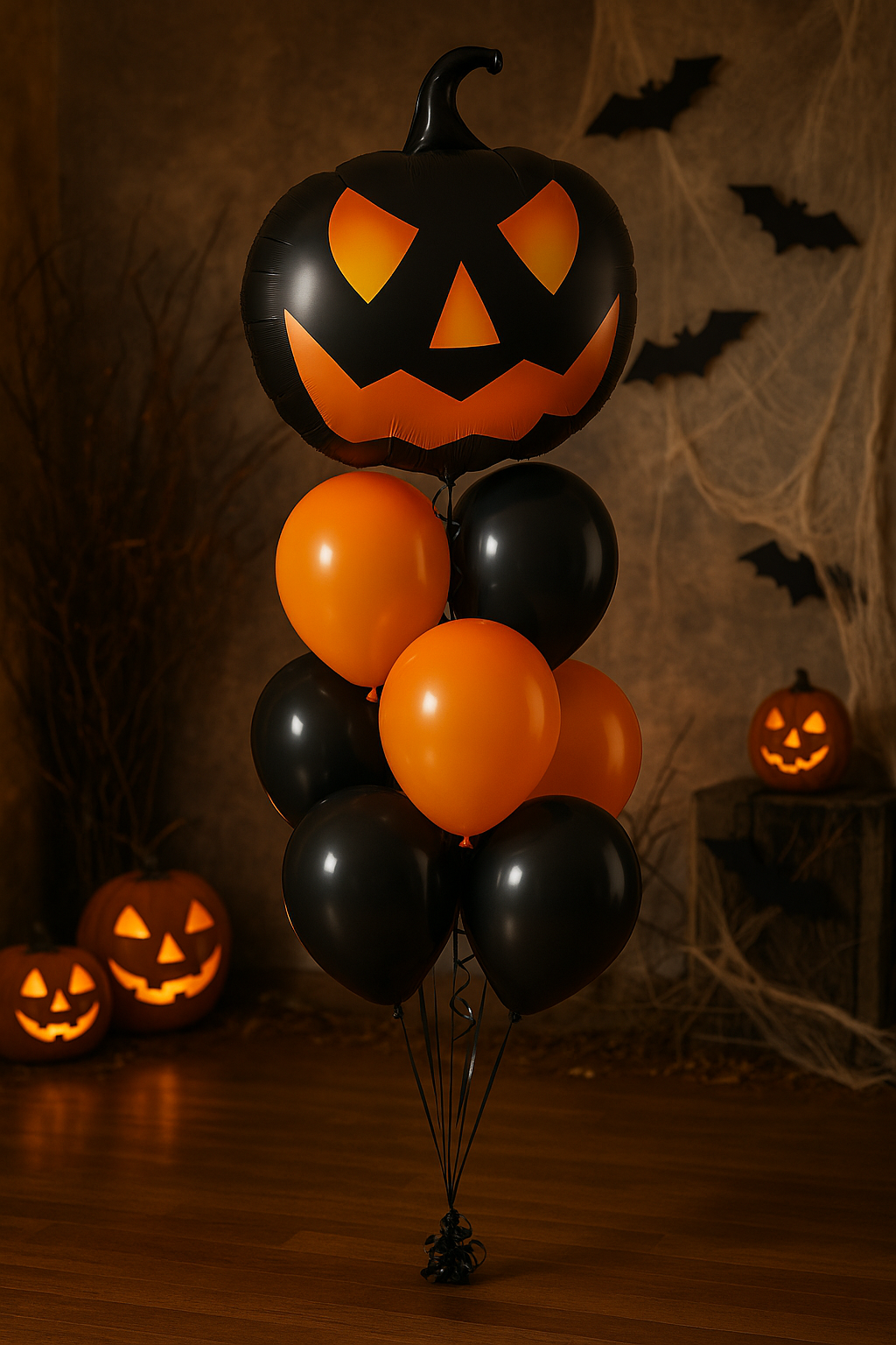 Balony i dekoracje na Halloween – zestaw balonów z helem z dynią