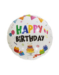 Balon Foliowy Okrągły z napisem Happy Birthday - 45cm