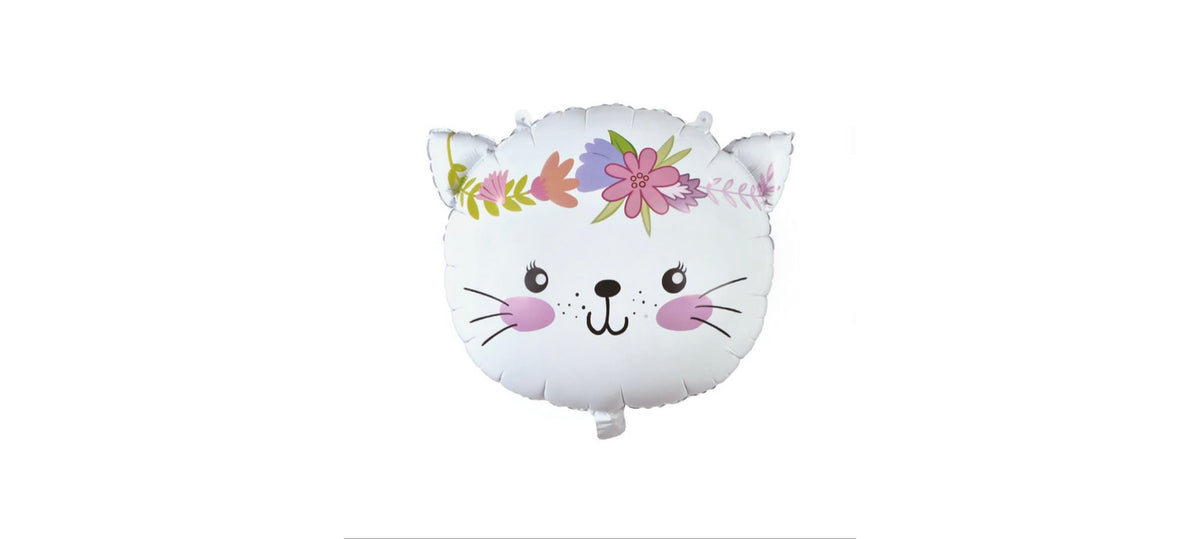 Balon foliowy Kotek z Kwiatami 58x56 cm