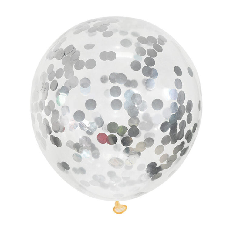 Balon lateksowy z srebrnym konfetti 30 cm – transparentny balon dekoracyjny