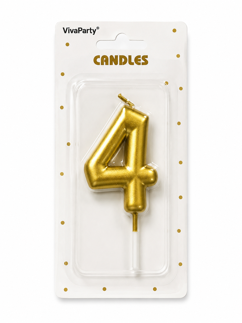Świeczka klasyczna złota "4"