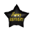 Balon foliowy gwiazda czarna Happy Birthday złota 45 cm – hel Warszawa + wysyłka