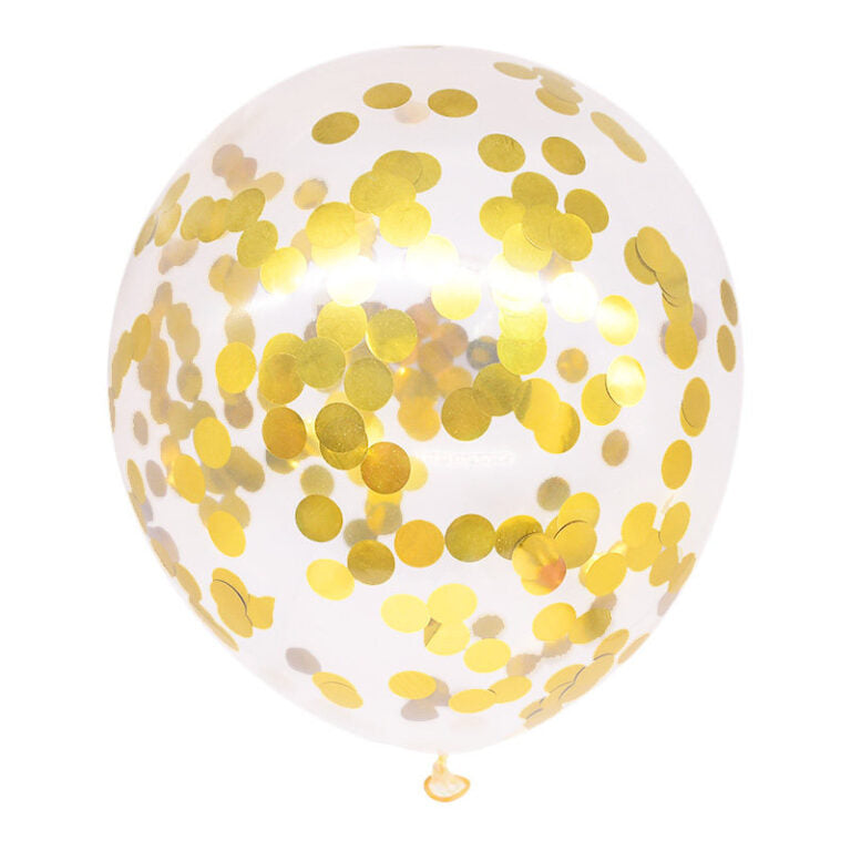 Balon lateksowy z złotym konfetti 30 cm – transparentny balon dekoracyjny