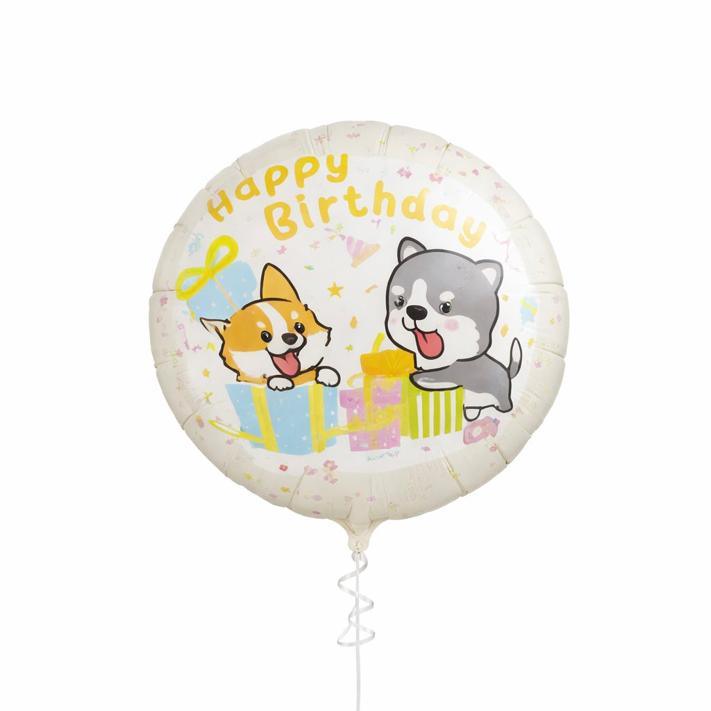 Balon okrągły pieski z napisem happy birthday 45 cm