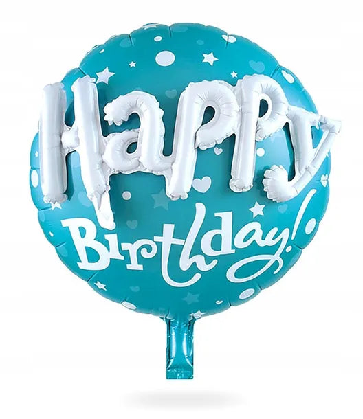 Balon 3D z białym napisem happy birthday