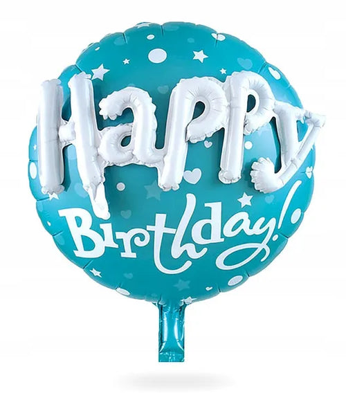 Balon 3D z białym napisem happy birthday