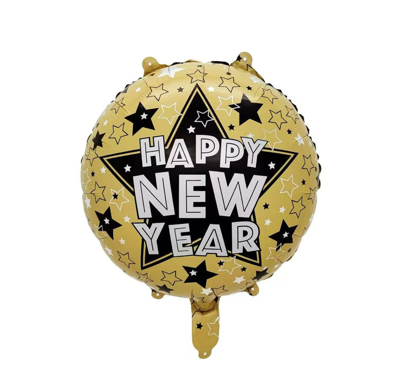 Balon Foliowy Okrągły Happy New Year - 45 cm