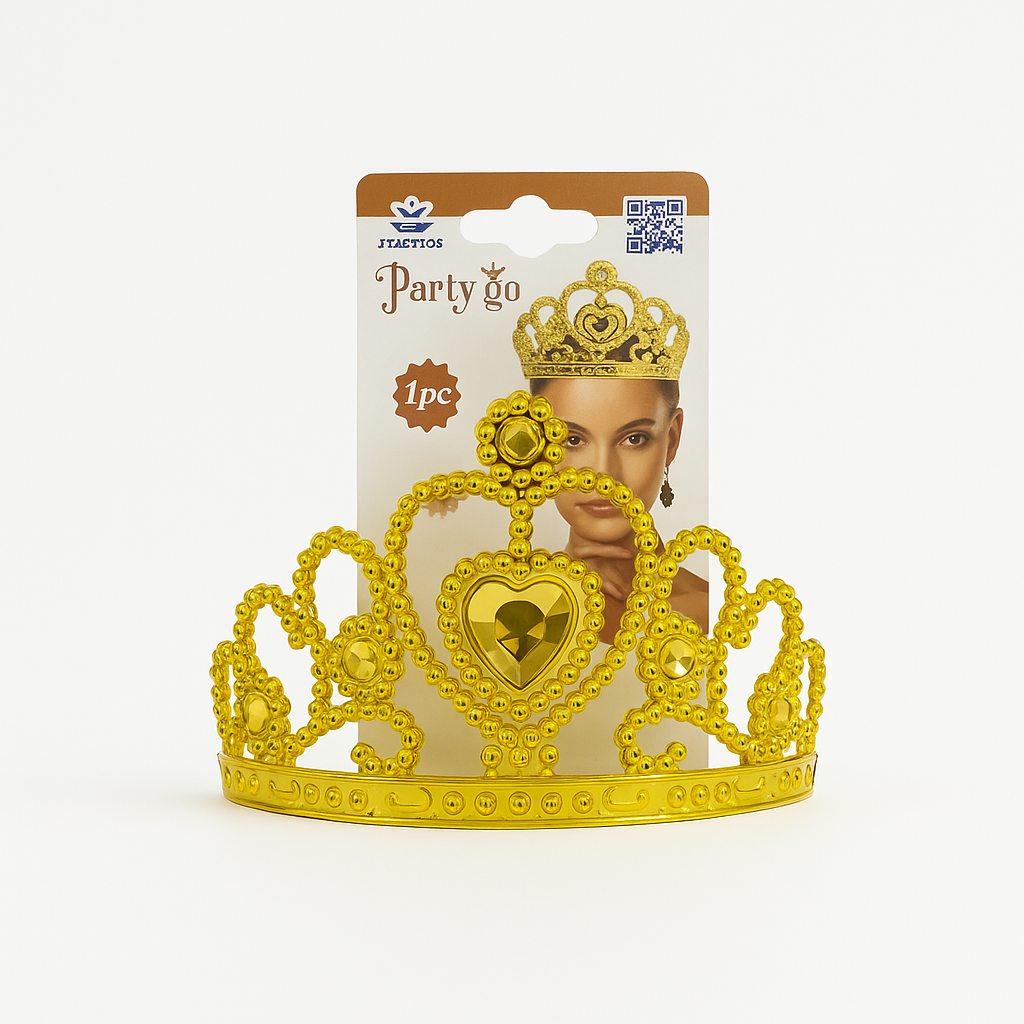 Diadem Złota Tiara z Kryształkami