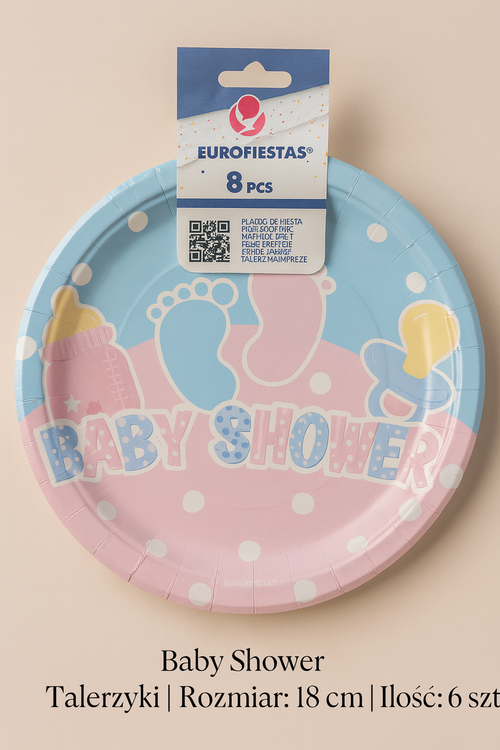 Baby Shower – Talerzyki Papierowe 18 cm (6 szt.)
