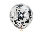 Balon lateksowy z konfetti 30 cm – transparentny, czarno-srebrne konfetti