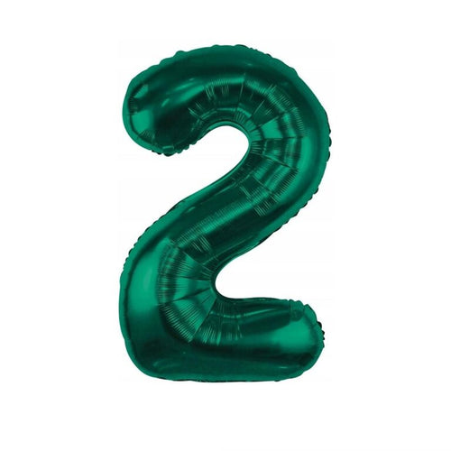 Balon foliowy cyfra 2 butelkowa zieleń, 85 cm