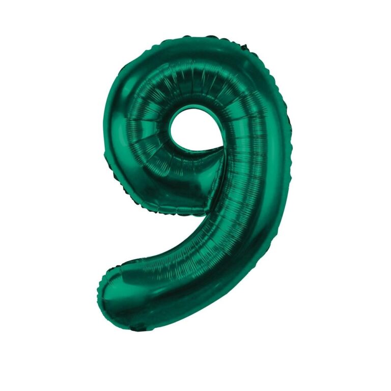 Balon cyfra 9 butelkowa zieleń, 82 cm