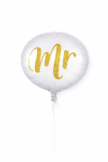 Balon foliowy Mr biały z złotym napisem – 45 cm