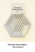 Talerzyki Sześciokątne w Złote Paski – 18 cm (6 szt.)