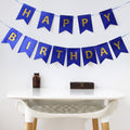 Baner granatowy Happy Birthday , ciemny niebieski holograficzny