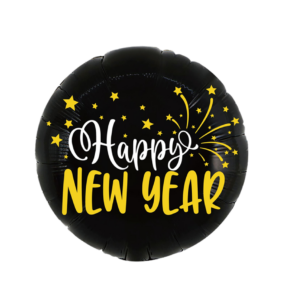 Balon Foliowy Okrągły Happy New Year - 45 cm