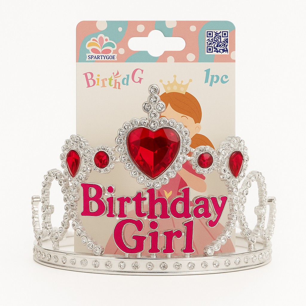 Tiara Birthday Girl z różowymi Kryształkami – Korona na Urodziny