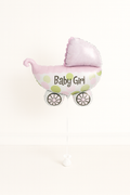 Balon foliowy Baby Girl wózek 78x72 cm – różowo-biały