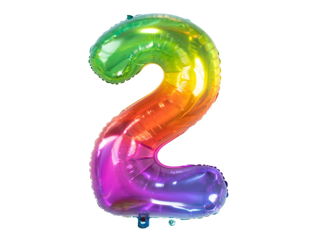 Balon foliowy CYFRA 2, wielokolorowy - 100 cm