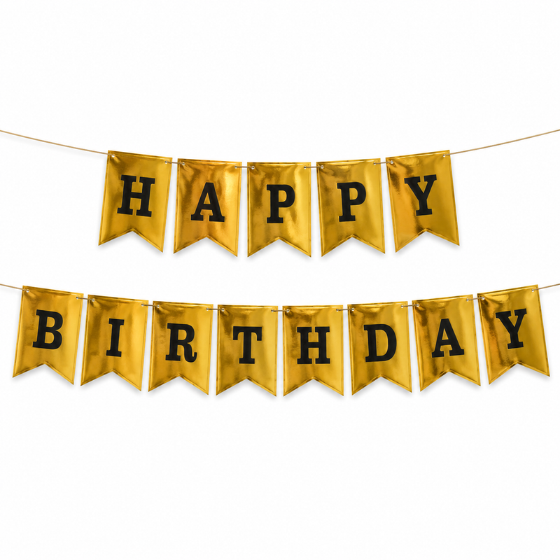 Baner złoty Happy Birthday papierowy