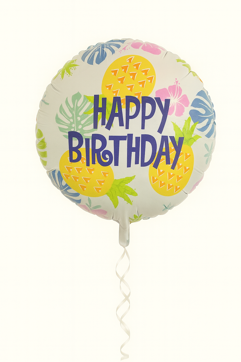 Balon okrągły z ananasami i napisem happy birthday 45 cm
