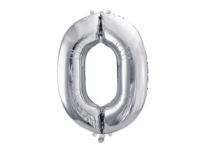 Cyfra 0 srebna XXL 100 cm