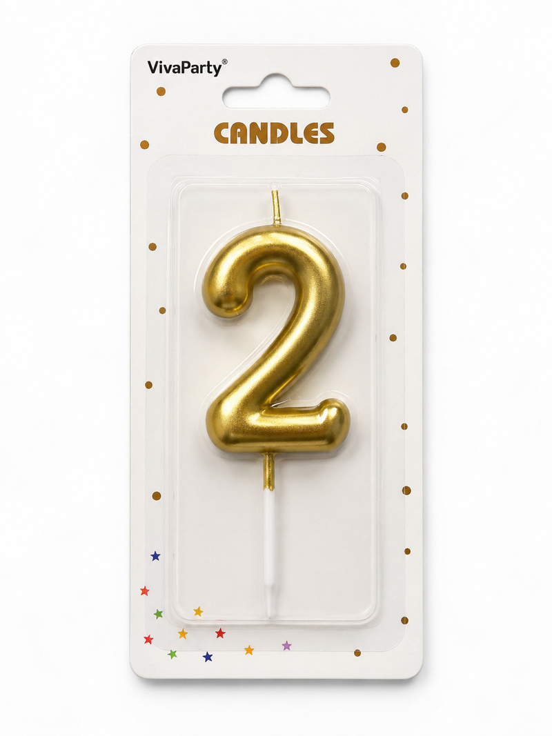 Świeczka klasyczna złota "2"