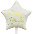 Balon foliowy gwiazda beżowa Happy Birthday złota 45 cm – hel Warszawa