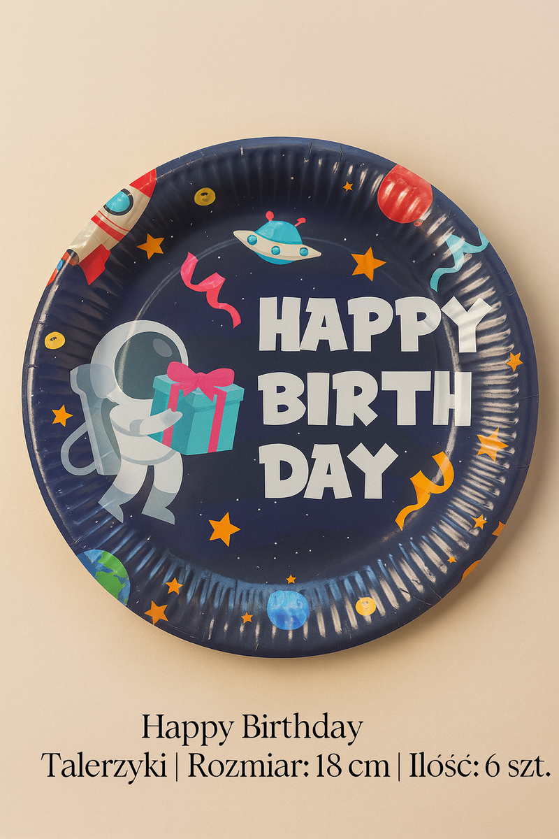 Happy Birthday – Talerzyki Papierowe 18 cm (6 szt.)
