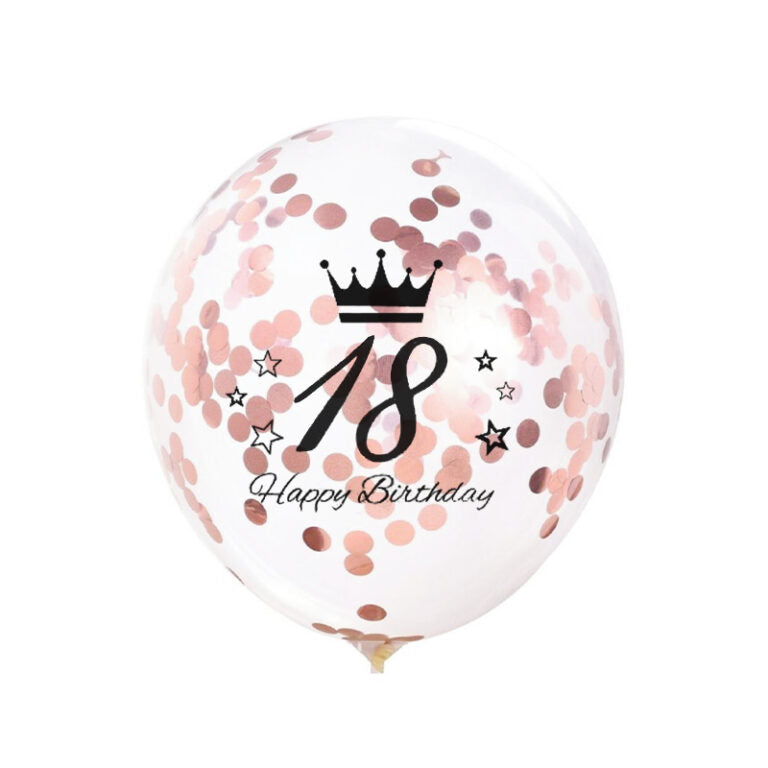 Balon lateksowy z nadrukiem i konfetti 30 cm – 18 Urodziny