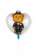 Balon foliowy serce z misiem Pan Młody – 58 cm