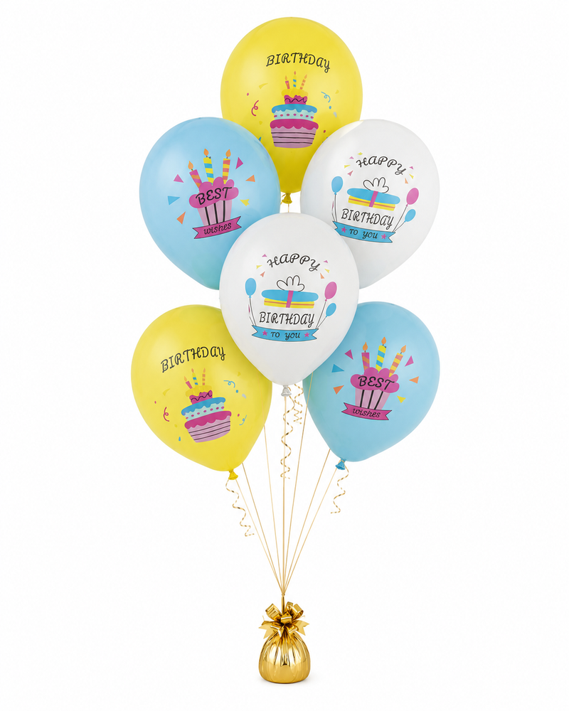 Bukiet Balonów Zestaw 6 Balonów Kolorowy Happy Birthday