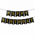 Baner czarny Happy Birthday papierowy