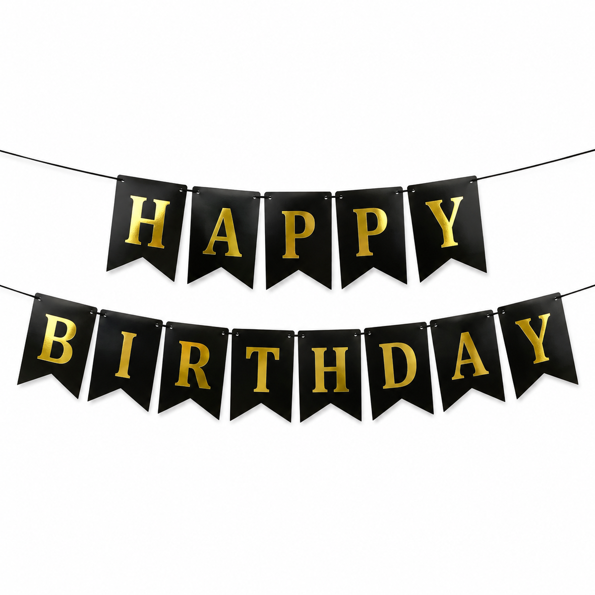 Baner czarny Happy Birthday papierowy