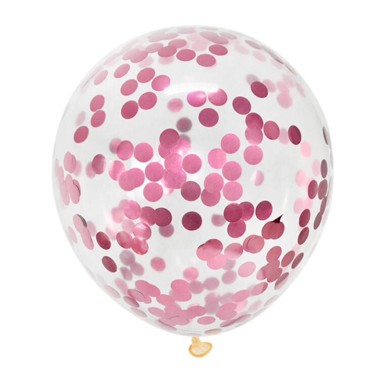Balon lateksowy z różowym konfetti 30 cm – transparentny balon dekoracyjny