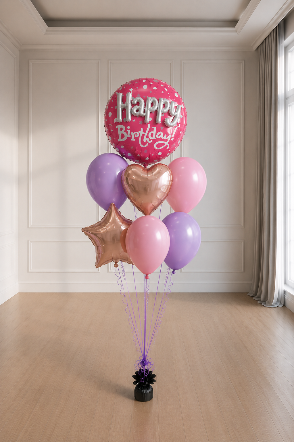 Zestaw Happy Birthday 3D RÓŻ