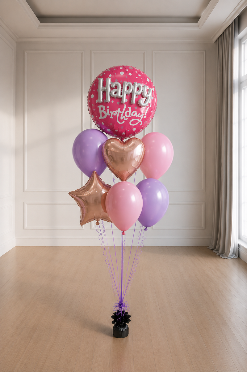 Zestaw Happy Birthday 3D RÓŻ