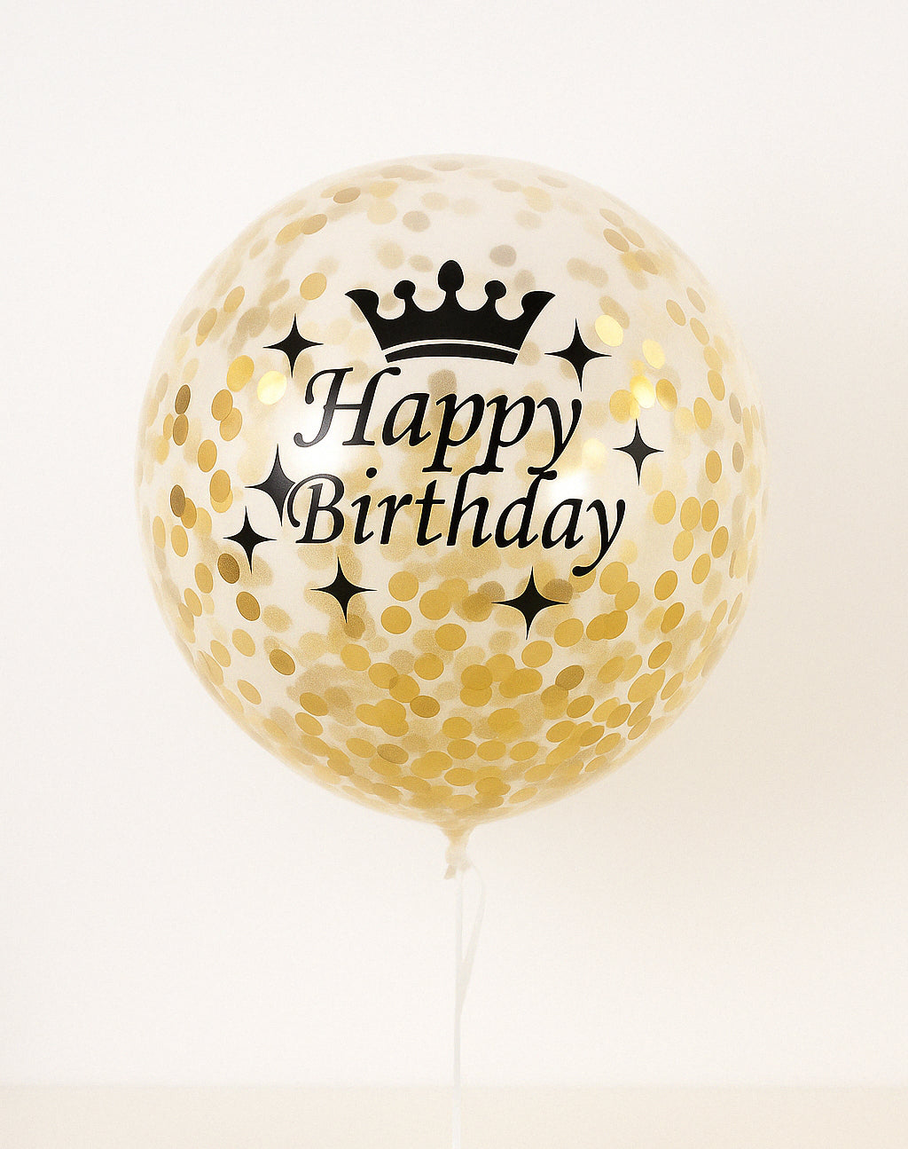 Balon lateksowy z konfetti i napisem ''HAPPY BRITHDAY''