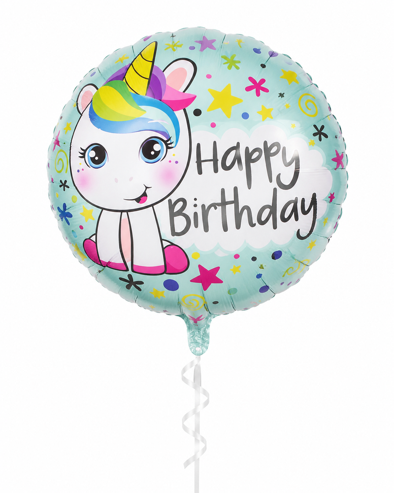Balon foliowy okrągły Jednorożec happy birthday
