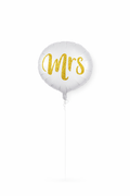 Balon foliowy okrągły „Mrs” biały ze złotym napisem – 45 cm