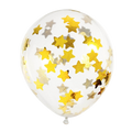 Balon lateksowy z konfetti złote gwiazdki 30 cm – transparentny balon dekoracyjn