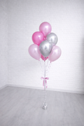 Bukiet Balonów Różowo-Srebrny – Elegancki Zestaw 7 Balonów 30 cm