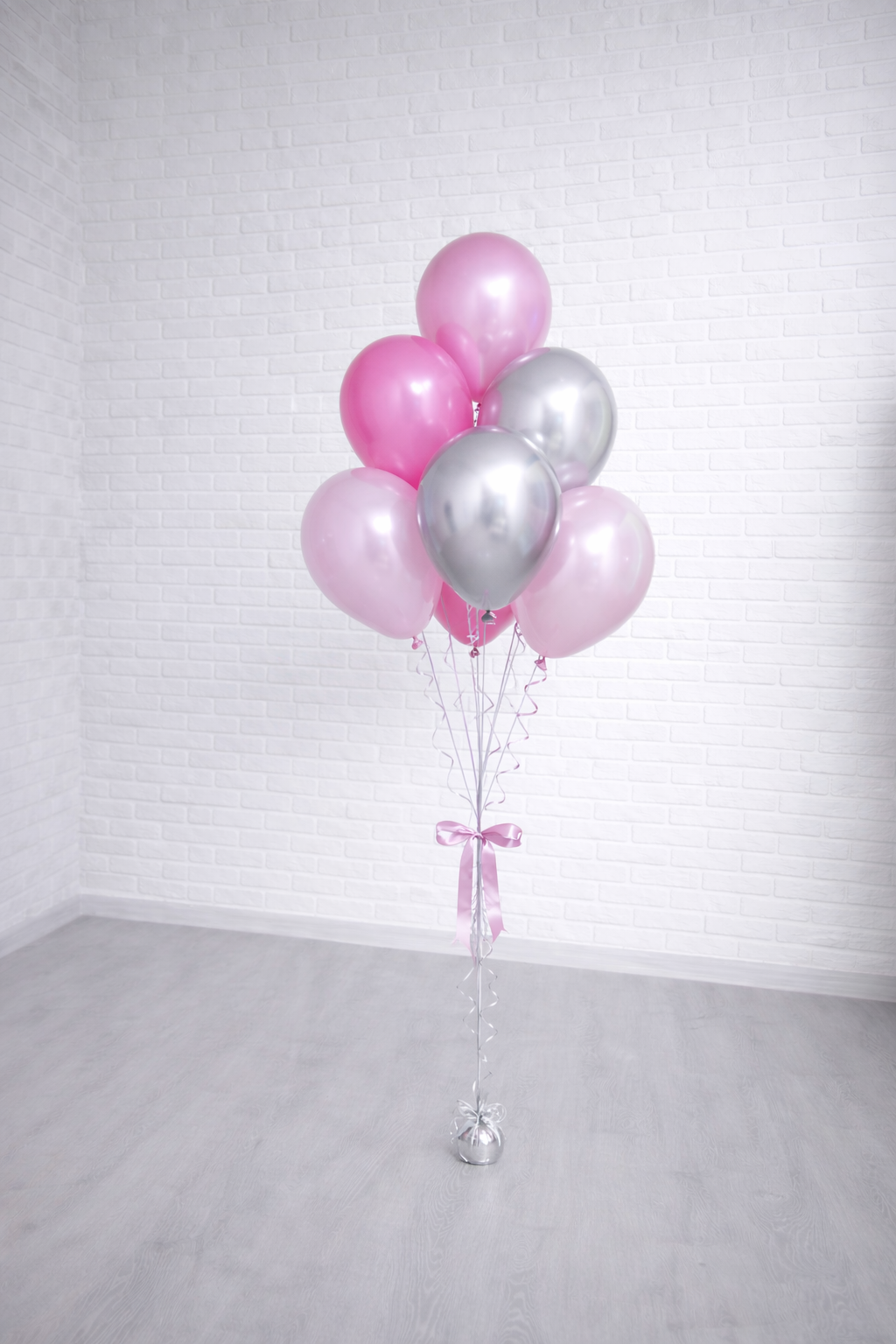 Bukiet Balonów Różowo-Srebrny – Elegancki Zestaw 7 Balonów 30 cm