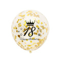 Balon lateksowy z nadrukiem i konfetti 30 cm – 18 Urodziny, złoty Happy Birthday