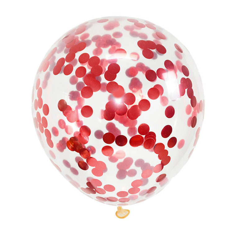 Balon lateksowy z czerwonym konfetti 30 cm – transparentny balon dekoracyjny