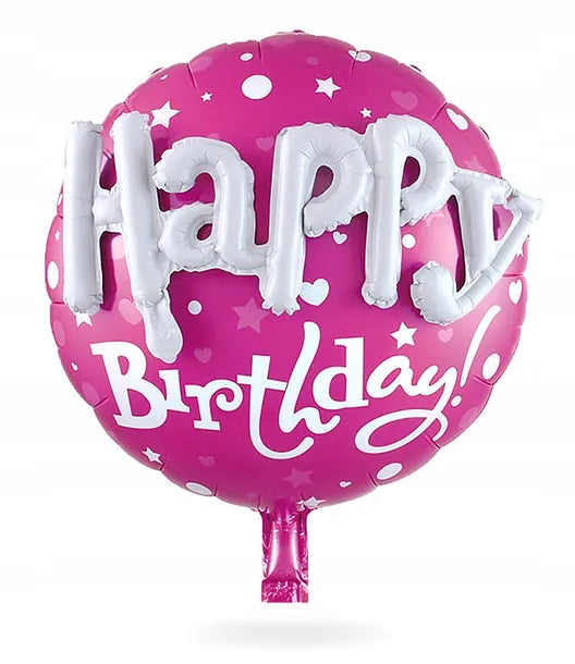 BALON FOLIOWY 3D HAPPY BIRHDAY RÓŻOWY