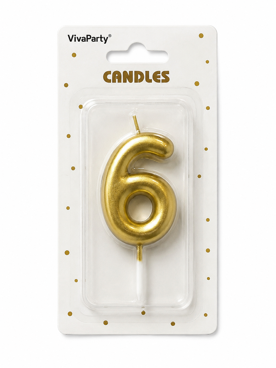 Świeczka klasyczna złota "6"