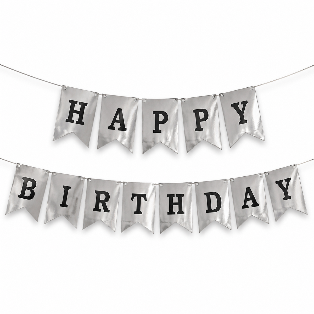 Baner srebny Happy Birthday papierowy