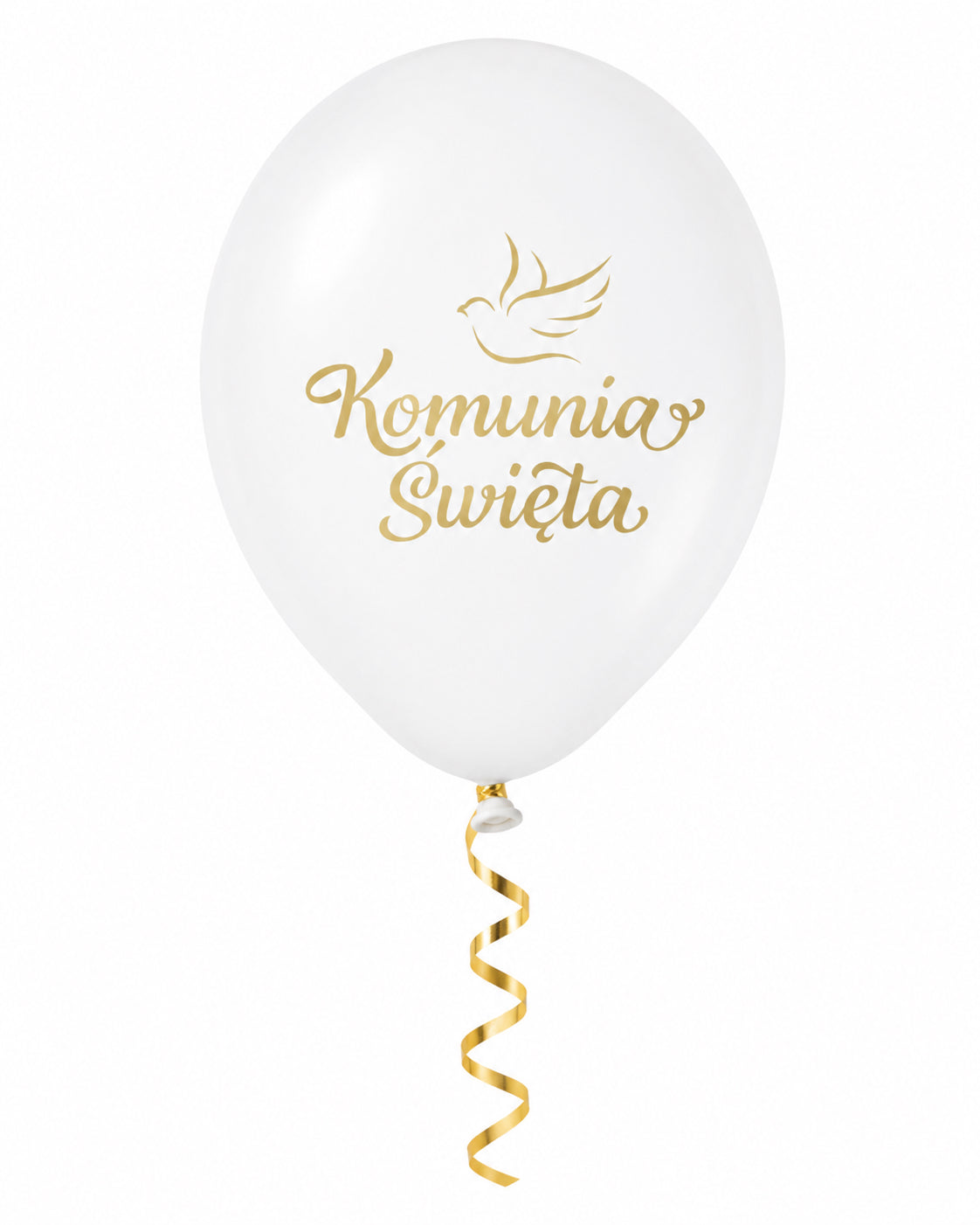 Balon lateksowy Komunia Święta 30 cm – biały z złotym nadr