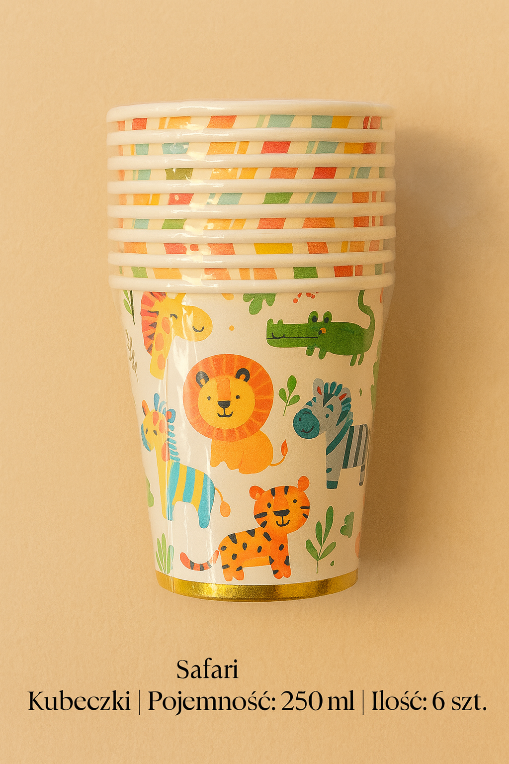 Safari – Kubeczki Papierowe 250 ml (6 szt.)